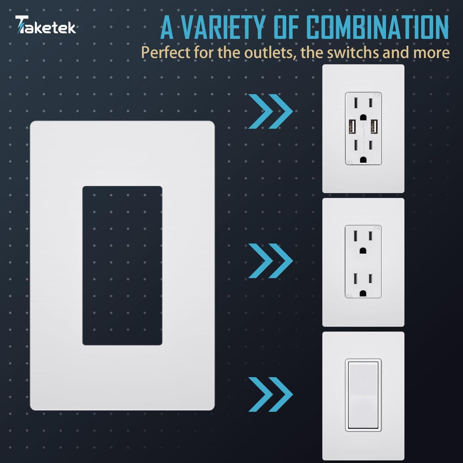 Placa de Pared Decorativa TAKETEK 1 Gang Blanca Pack 10