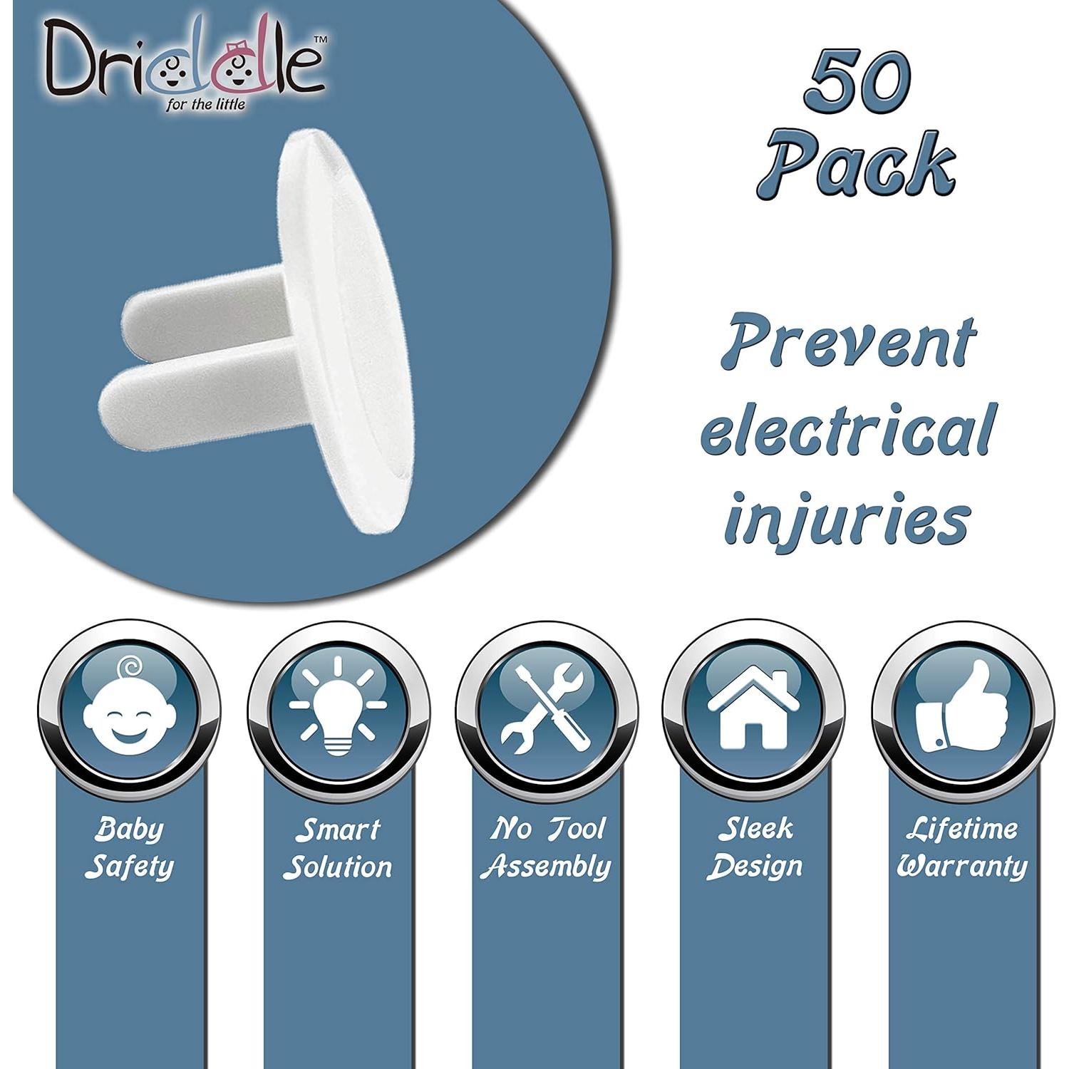 60 Tapas de Seguridad para Enchufes Infantiles Driddle - Blanco