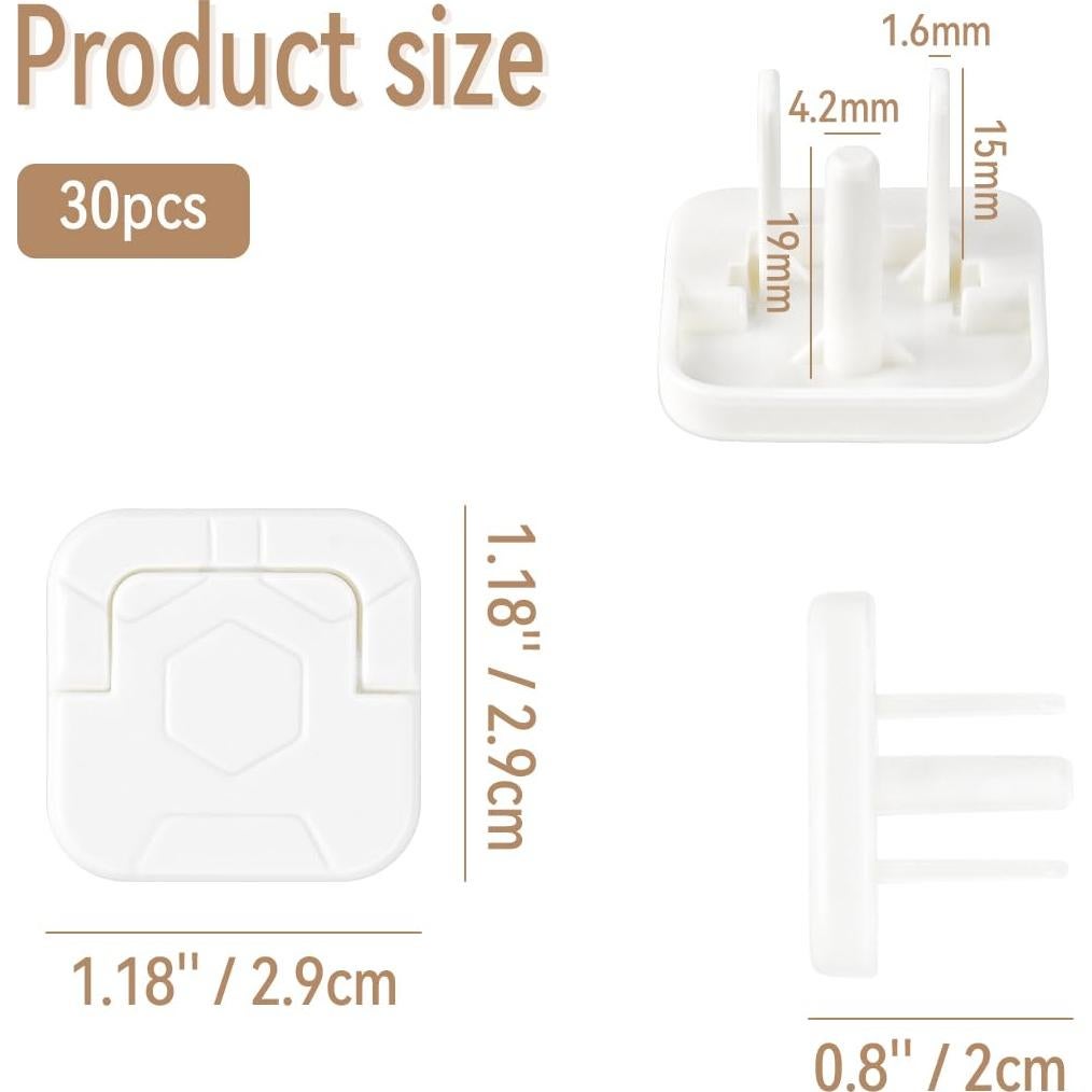 30 Cubiertas de Enchufe de Seguridad para Bebés - ABS Blanco
