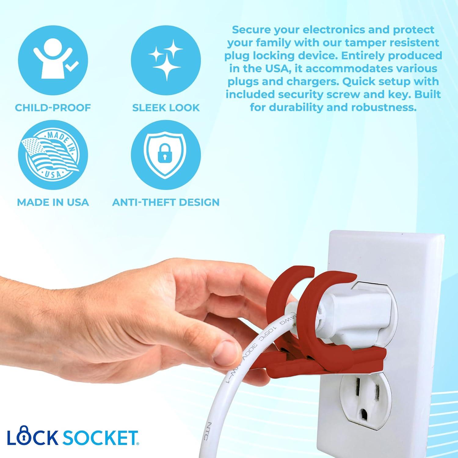 Bloqueo de Enchufe Ajustable Lock Socket Rojo - Seguridad para Niños