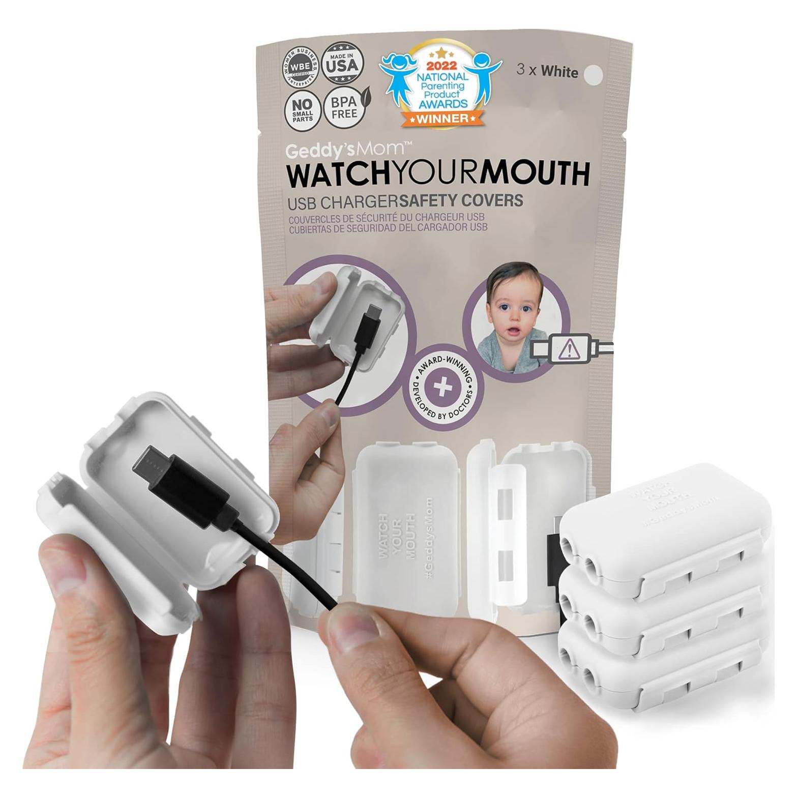 Protector de Cargador USB Geddy's Mom - Paquete de 3 Blanco