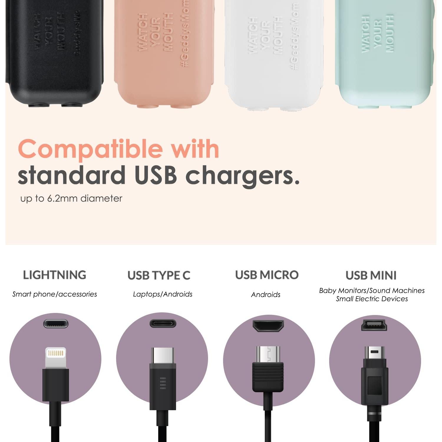 Protector de Cargador USB Geddy's Mom - Paquete de 3 Blanco