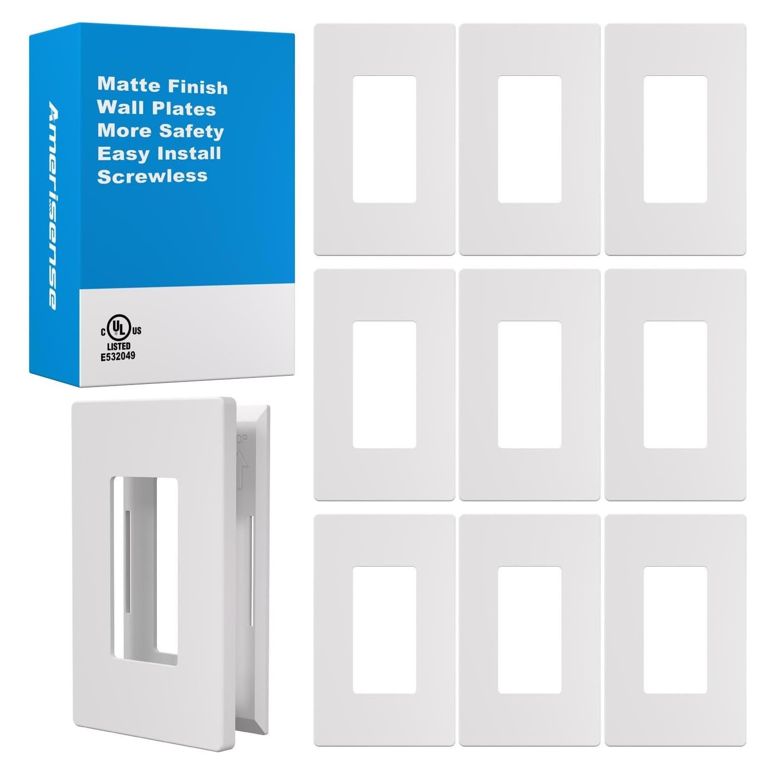 Placas de Pared Decorativas Amerisense 1-Gang 10 Unidades Blanco Mate