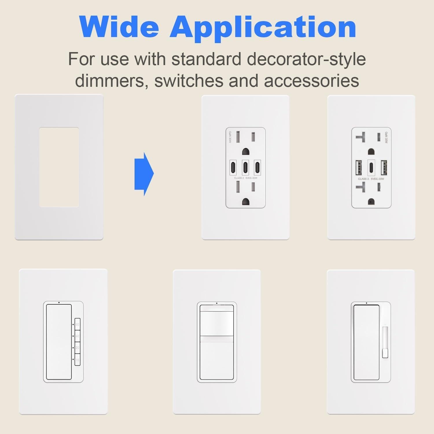 Placas de Pared Decorativas Amerisense 1-Gang 10 Unidades Blanco Mate