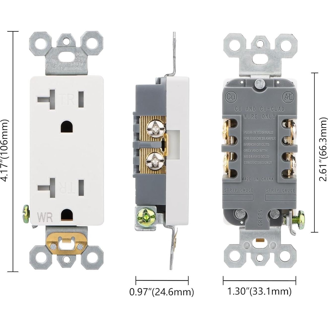 Enchufes eléctricos decorativos WENGART 20A 125V 2 paquetes