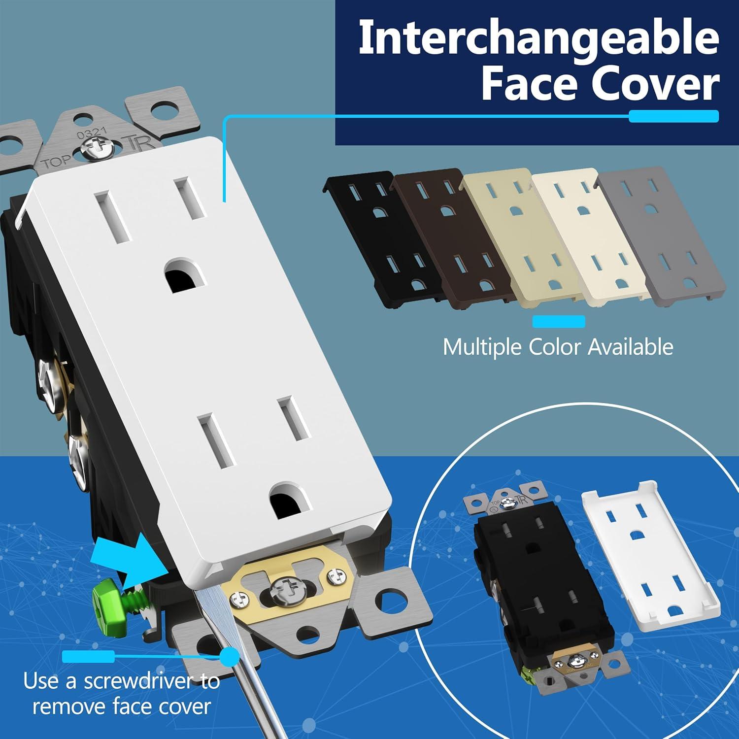 Receptáculo Decorador LIDER LR15-TR-W 15A Blanco a Prueba de Niños