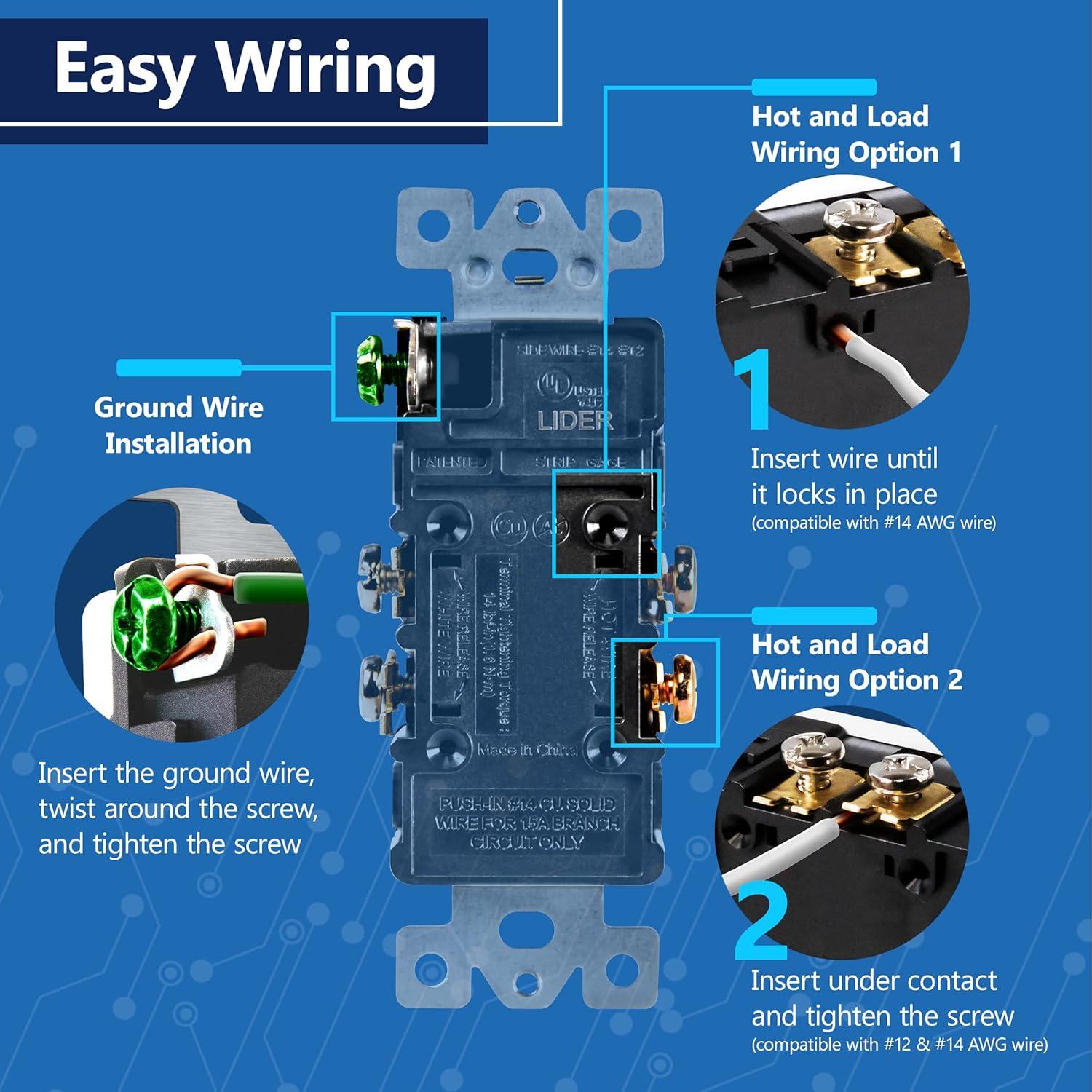 Receptáculo Decorador LIDER LR15-TR-W 15A Blanco a Prueba de Niños