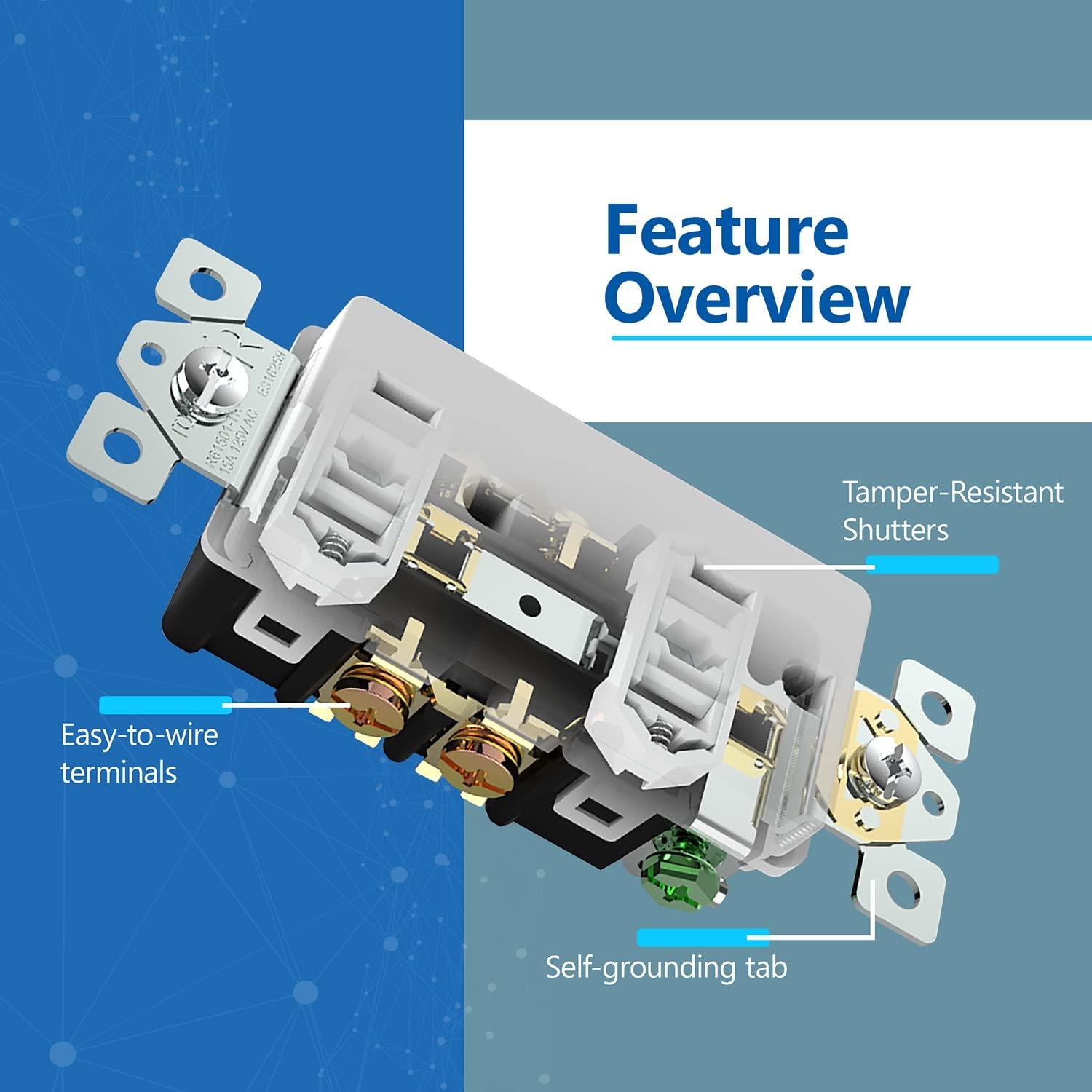 Receptáculo Decorador LIDER LR15-TR-W 15A Blanco a Prueba de Niños