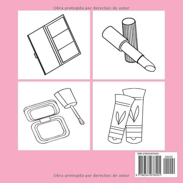 Cosméticos Libro para Colorear: Páginas para Colorear Relajantes para Niños con Diseños Sencillos de Maquillaje (Letra Grande). (Spanish Edition)
