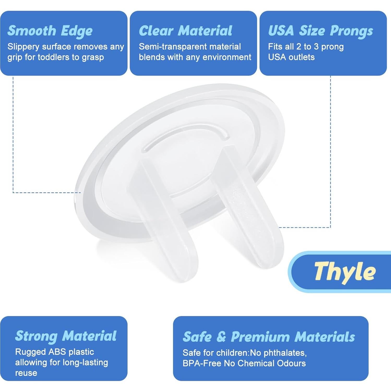 Cubiertas de Enchufes Thyle 120 Pcs Seguridad Infantil PVC