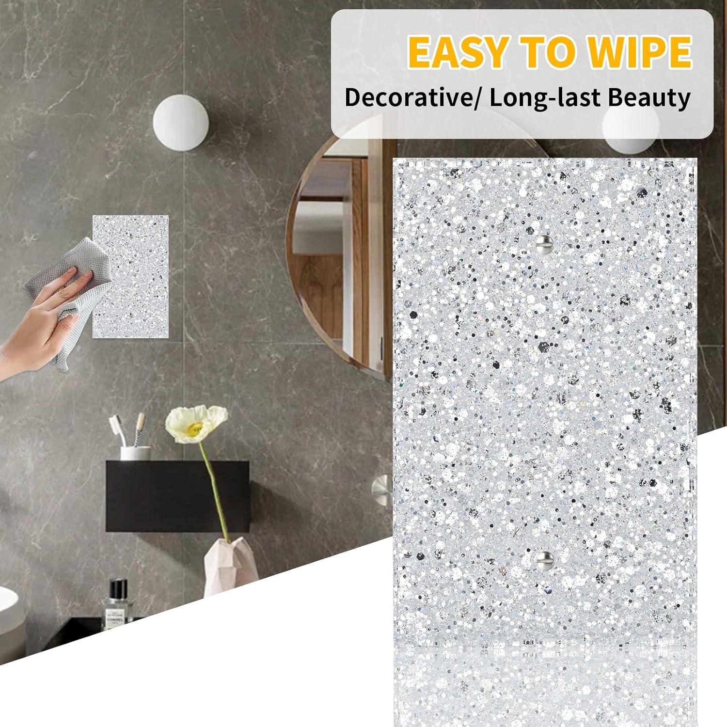 Cubierta de Placa de Pared YNQIZKI Plateada Brillante 13x8 cm