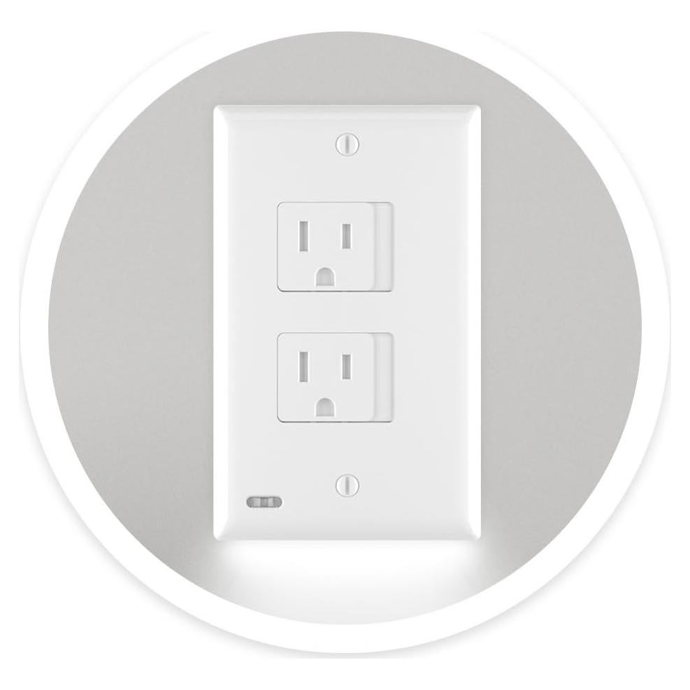 Placa de Enchufe Duplex SnapPower SafeLight LED Blanco