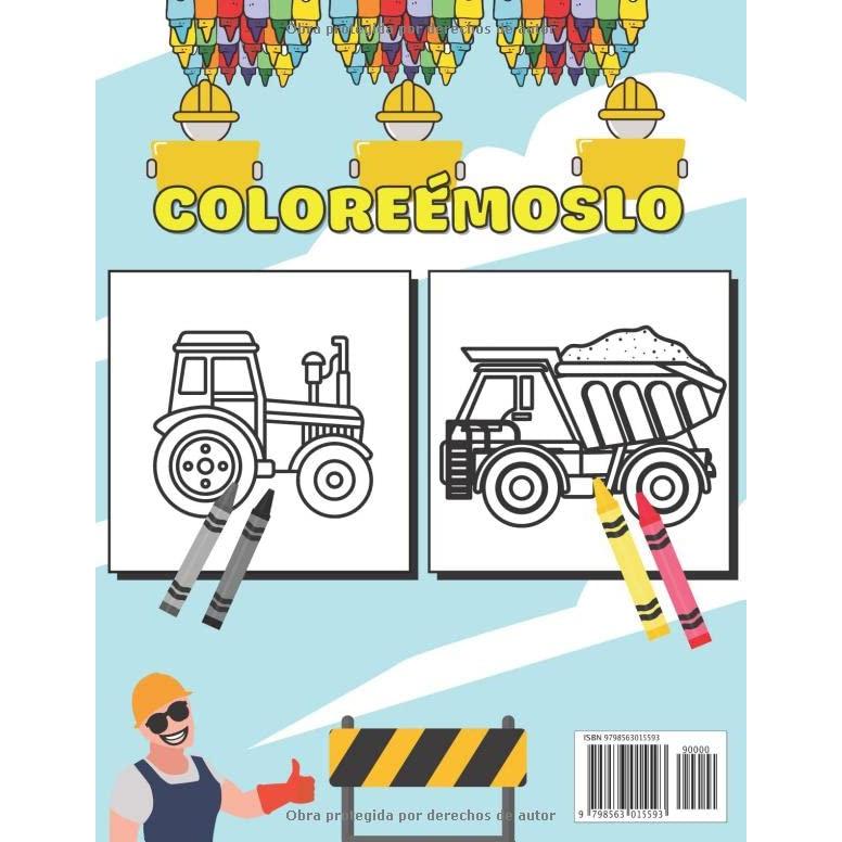 Tractores Libro Colorear para Niños: Libro para Colorear de vehículos de Construcción para Niños de 2 Años | Gran Regalo (Spanish Edition)