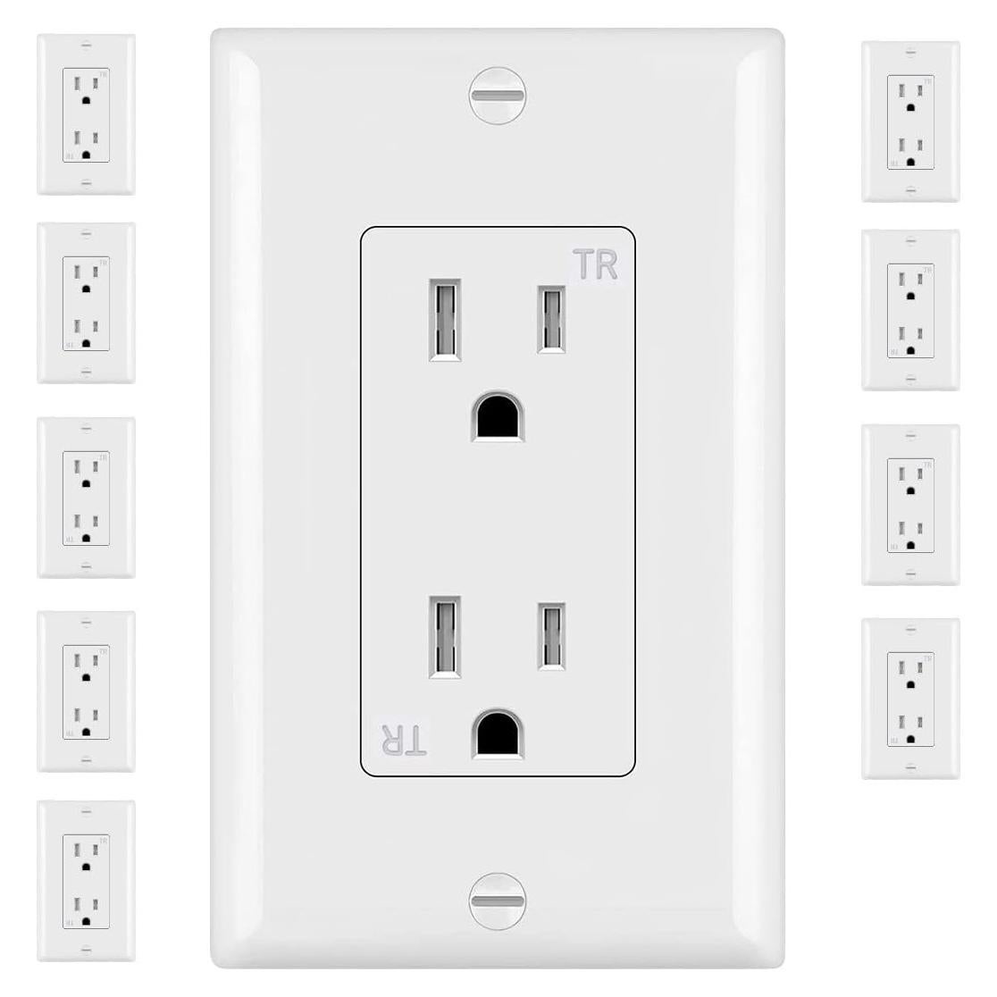 Toma de Corriente Eléctrica Decorativa EZsport 15A Blanca - Paquete de 10