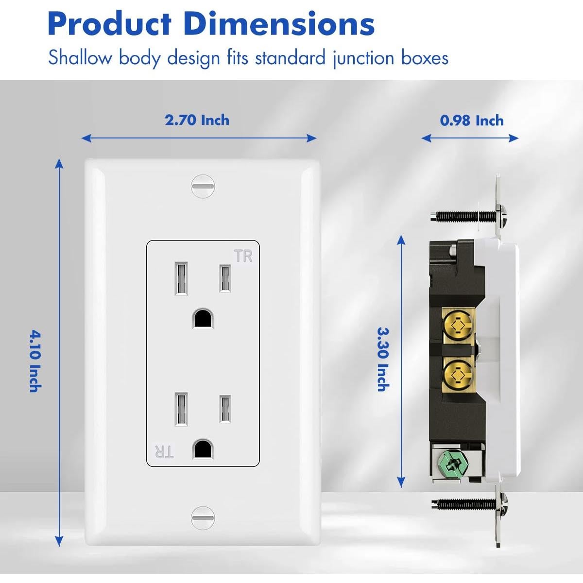 Toma de Corriente Eléctrica Decorativa EZsport 15A Blanca - Paquete de 10