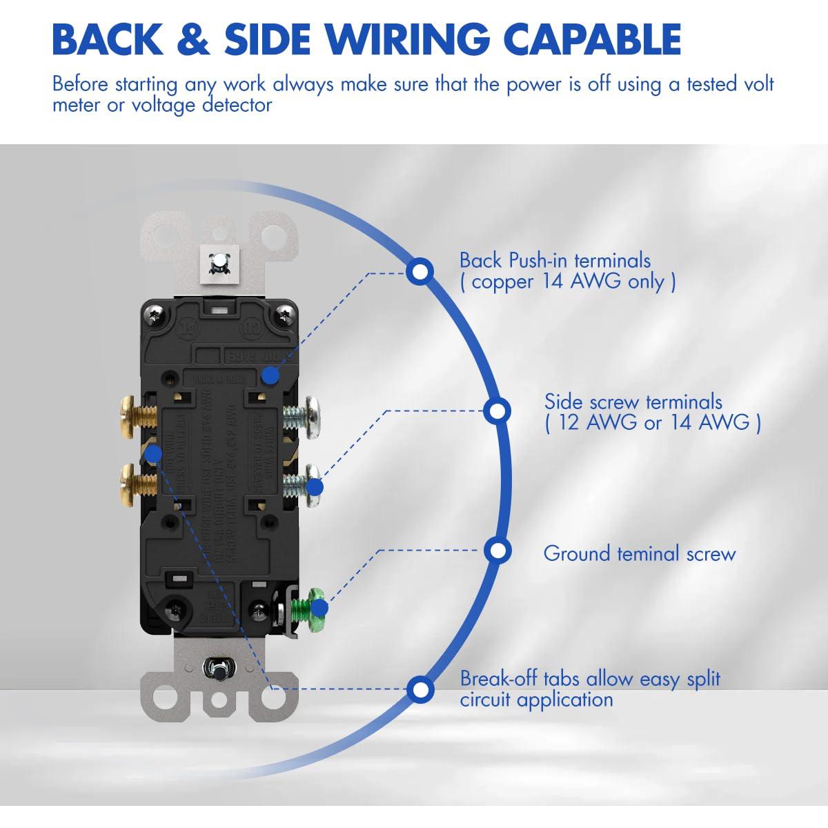 Toma de Corriente Eléctrica Decorativa EZsport 15A Blanca - Paquete de 10