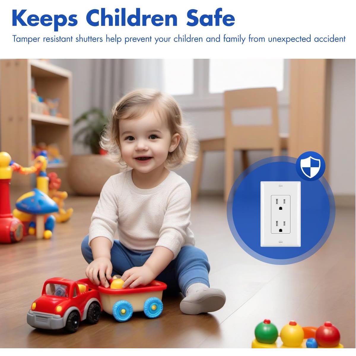 Toma de Corriente Eléctrica Decorativa EZsport 15A Blanca - Paquete de 10