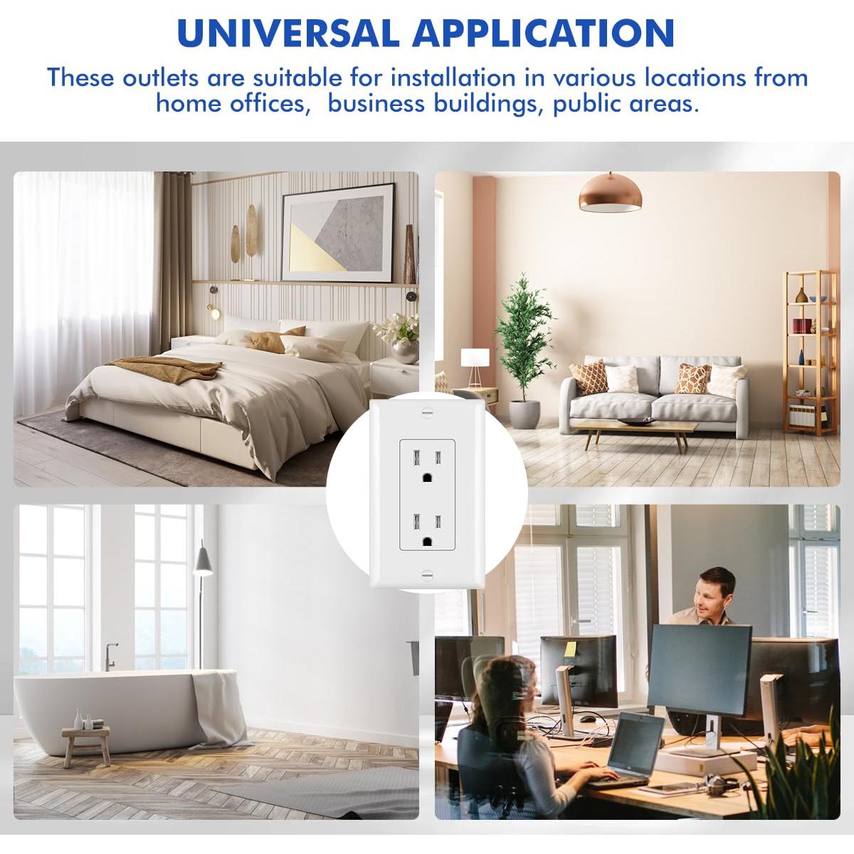 Toma de Corriente Eléctrica Decorativa EZsport 15A Blanca - Paquete de 10