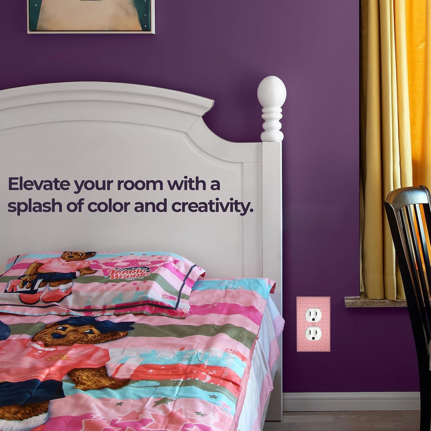 3D Printed Outlet Cover | Durable & Playful Plastic Plate w/ Building Block Design | Quick & Easy Installation | Adds Style to Any Room | Universal Fit | Compatible w/ All Major Brands | Green