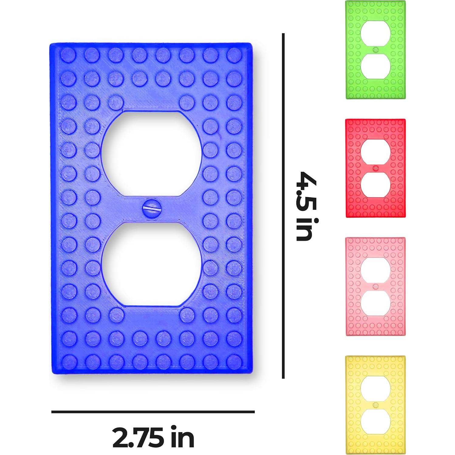 3D Printed Outlet Cover | Durable & Playful Plastic Plate w/ Building Block Design | Quick & Easy Installation | Adds Style to Any Room | Universal Fit | Compatible w/ All Major Brands | Green