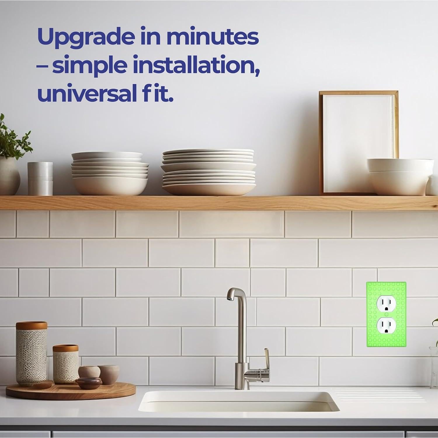 3D Printed Outlet Cover | Durable & Playful Plastic Plate w/ Building Block Design | Quick & Easy Installation | Adds Style to Any Room | Universal Fit | Compatible w/ All Major Brands | Green