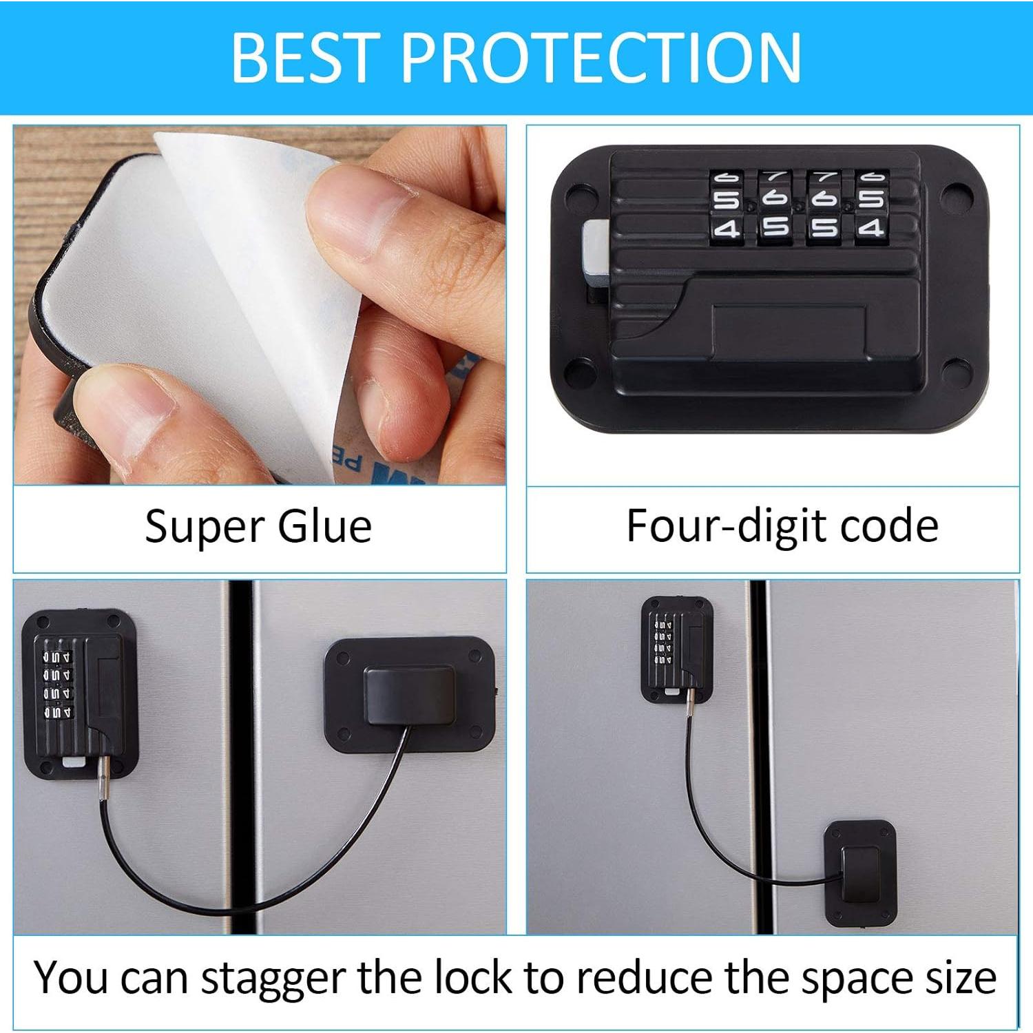 Cerradura de Refrigerador Jetec 2 Piezas Código Negro