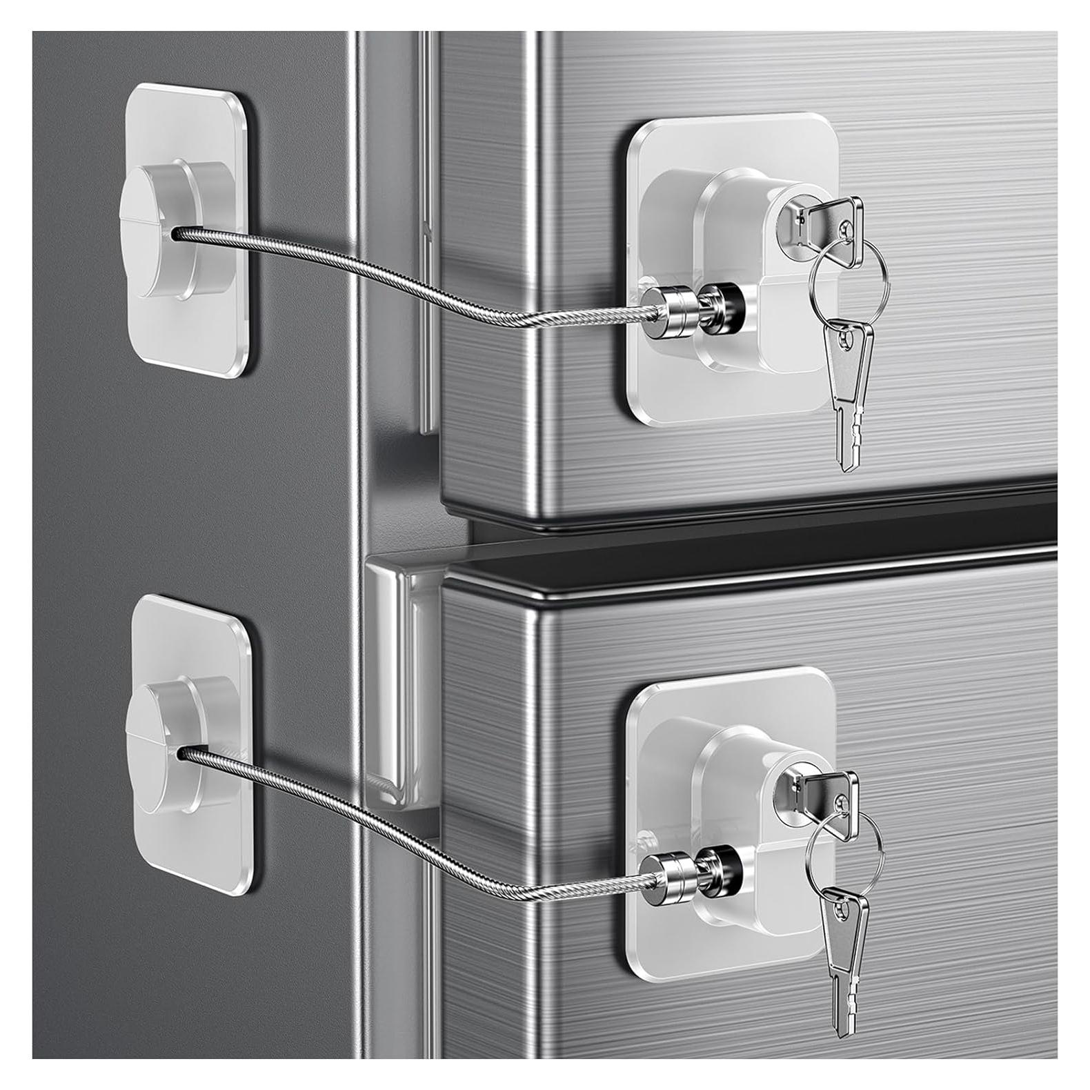 Cerradura de Seguridad para Refrigerador y Gabinetes - 2 Pcs Blanca