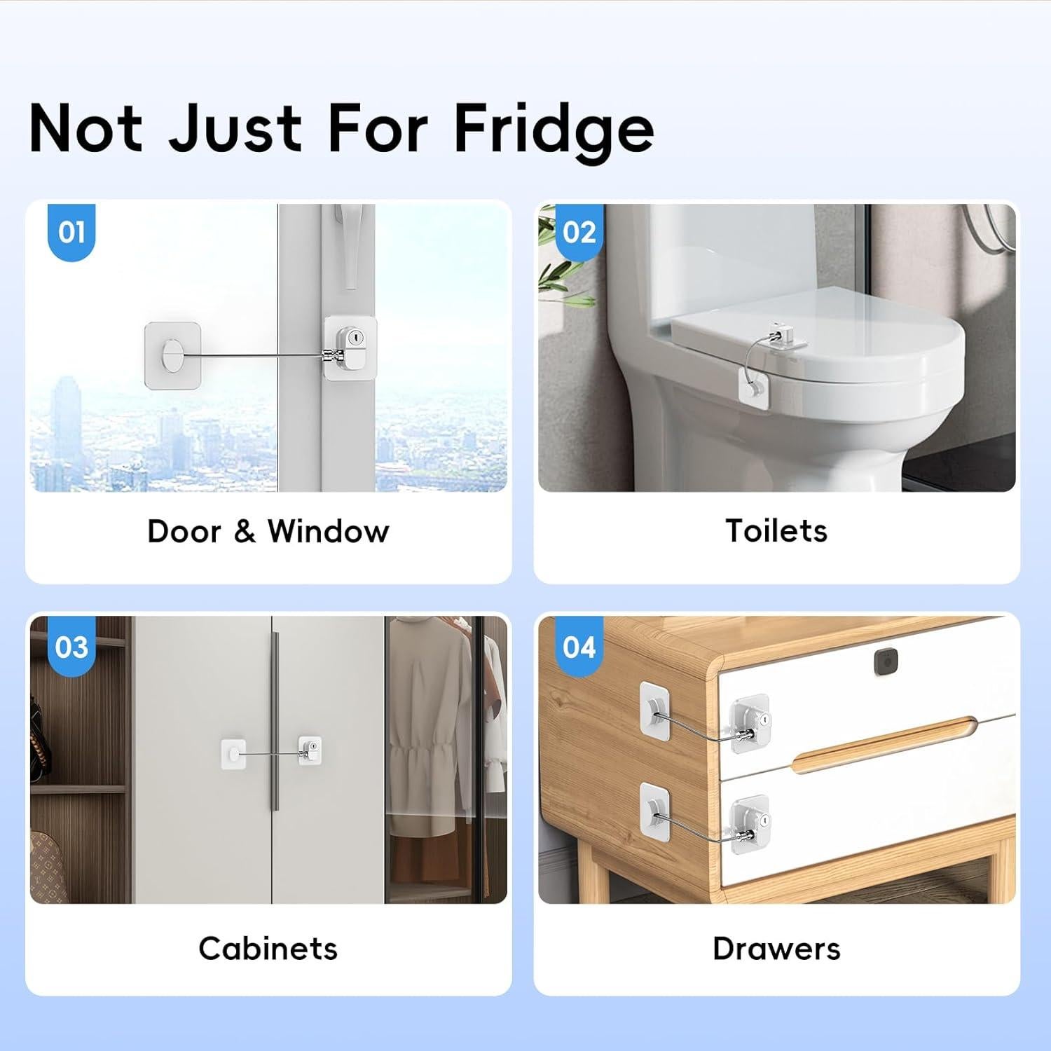 Cerradura de Seguridad para Refrigerador y Gabinetes - 2 Pcs Blanca