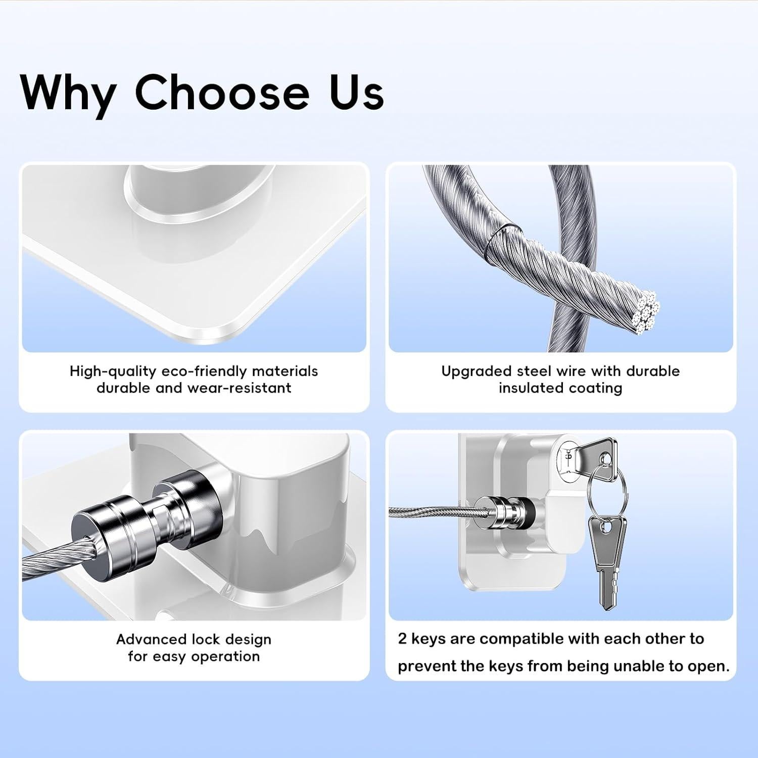 Cerradura de Seguridad para Refrigerador y Gabinetes - 2 Pcs Blanca