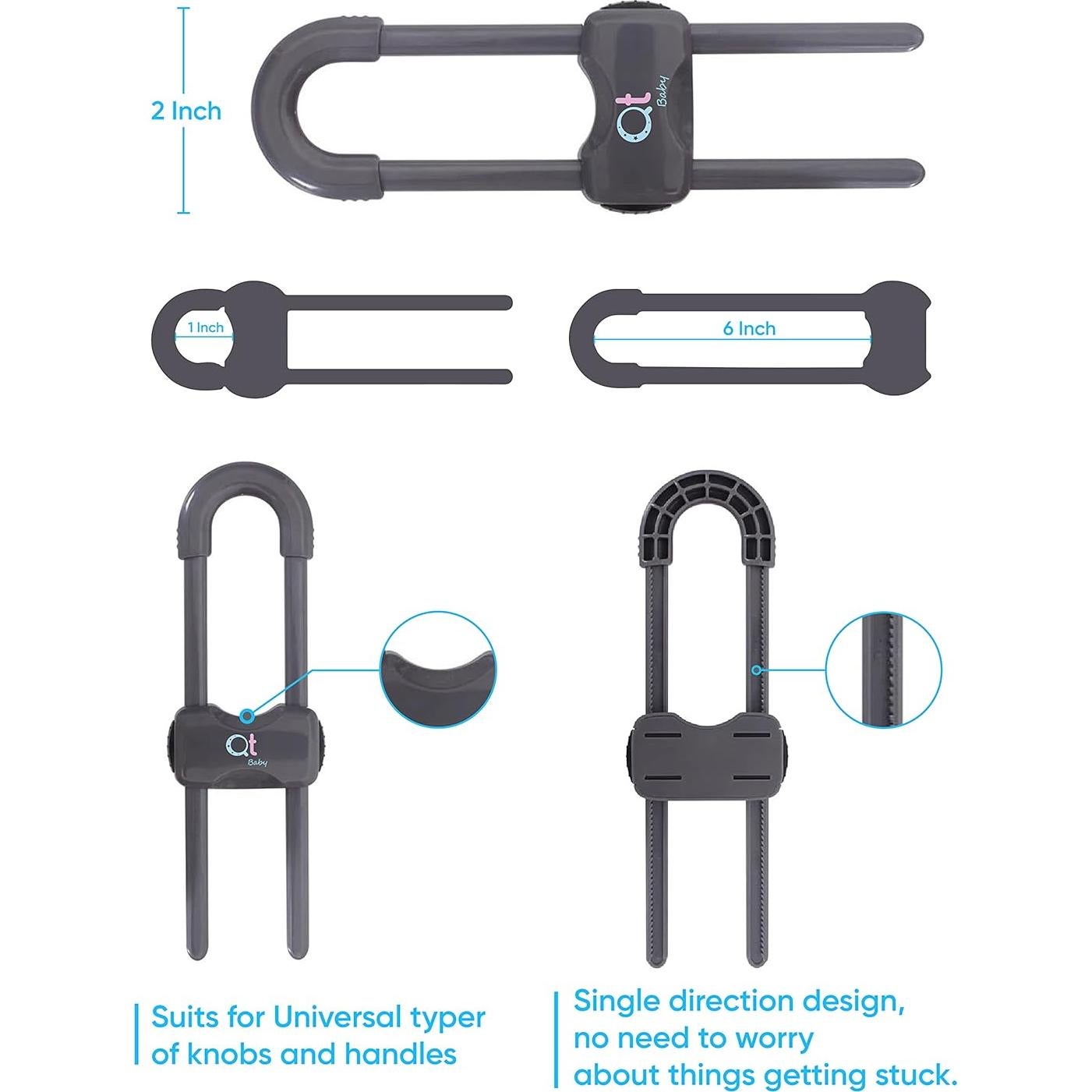 Candados de Seguridad para Bebés QT BABY - Paquete de 6 Ajustables