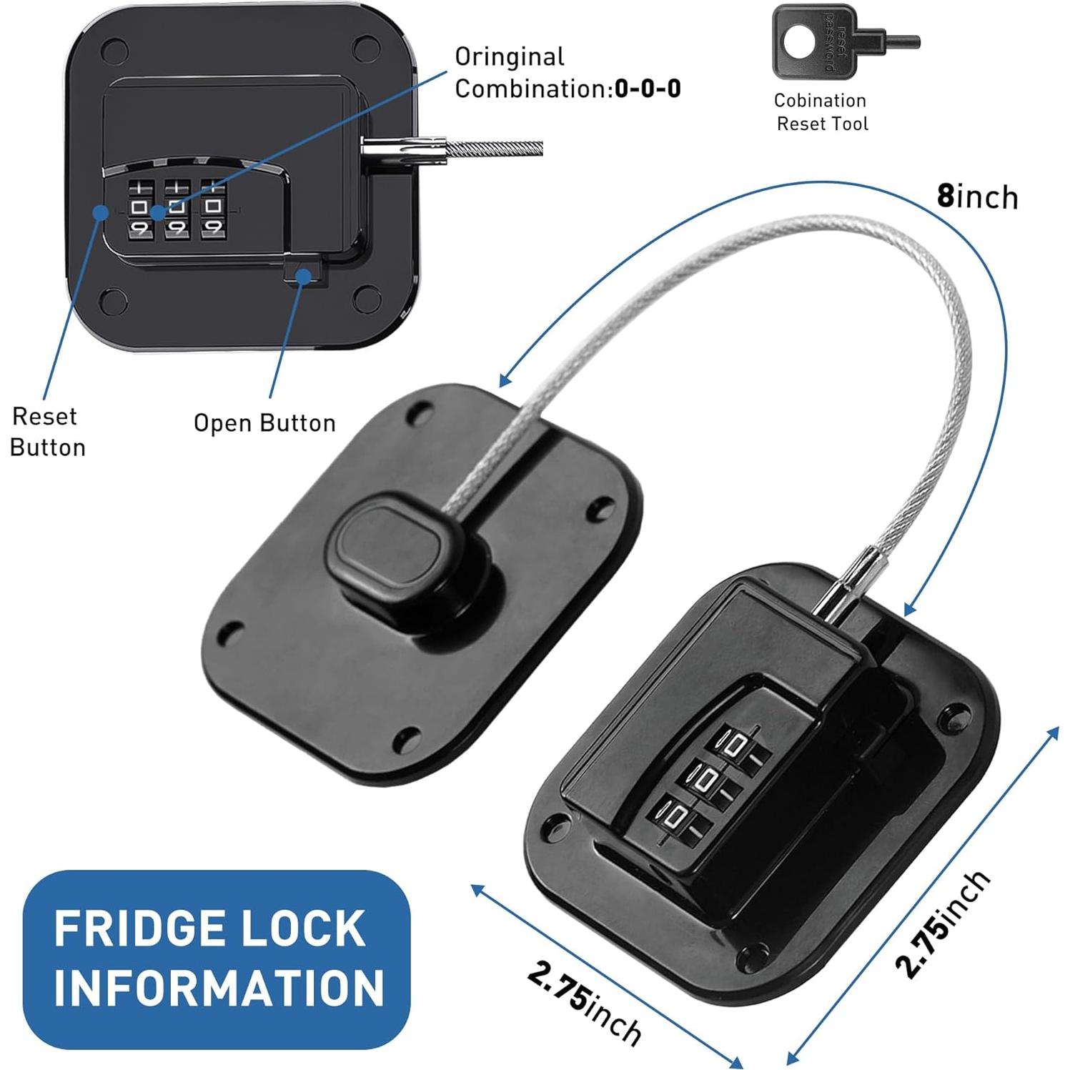 Cerradura de Refrigerador YECLTWE de Combinación Adhesiva 2 Pzas