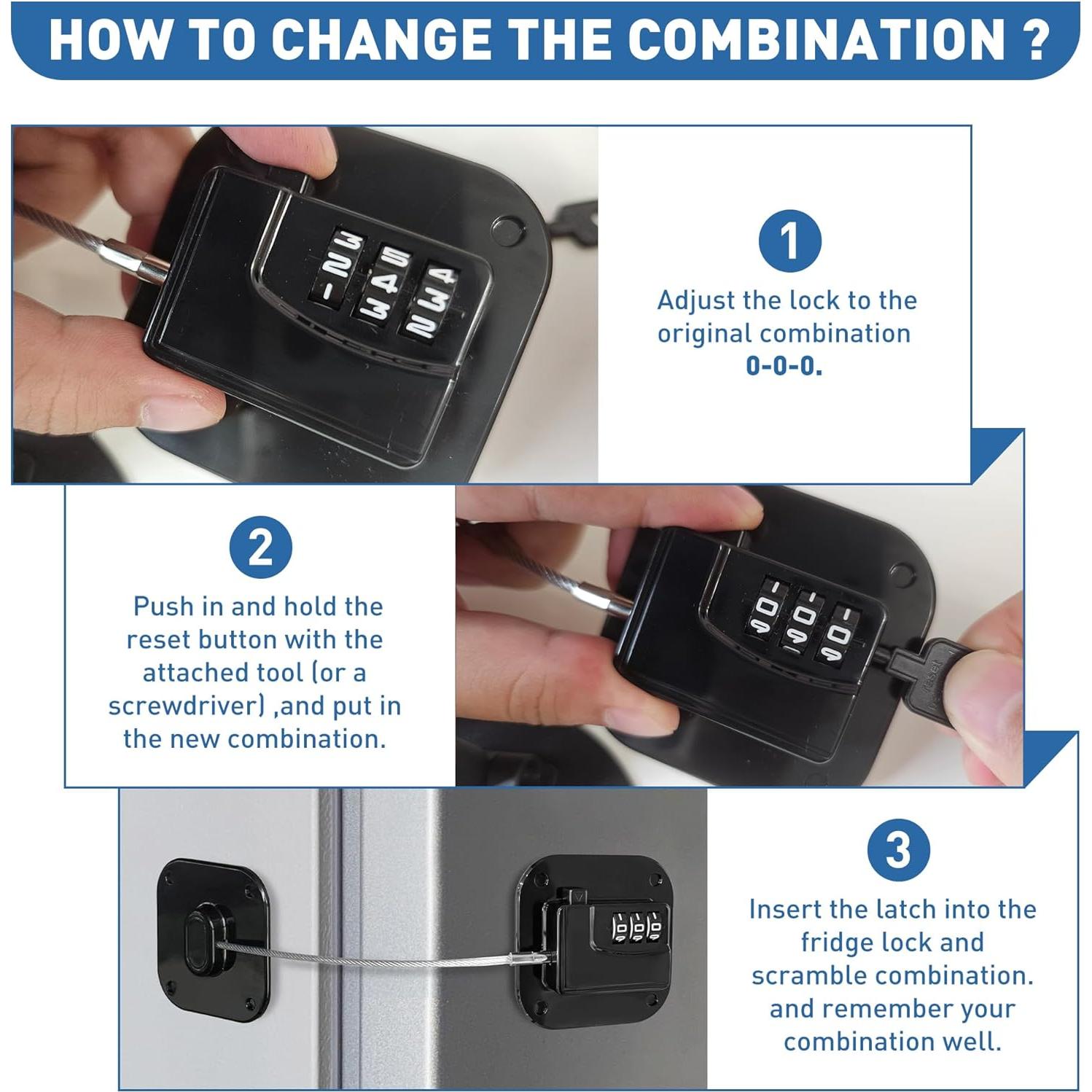 Cerradura de Refrigerador YECLTWE de Combinación Adhesiva 2 Pzas