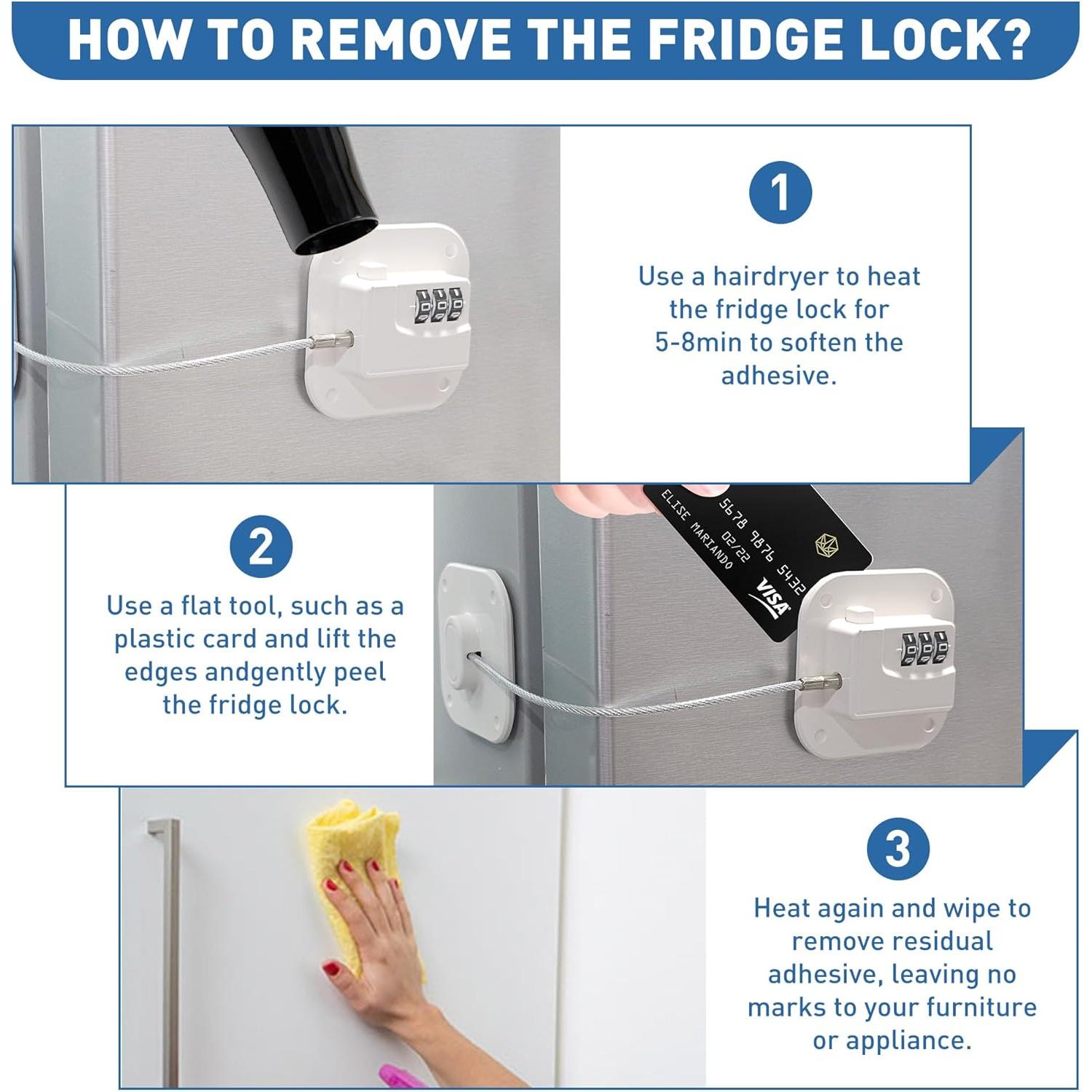 Cerradura de Refrigerador YECLTWE de Combinación Adhesiva 2 Pzas