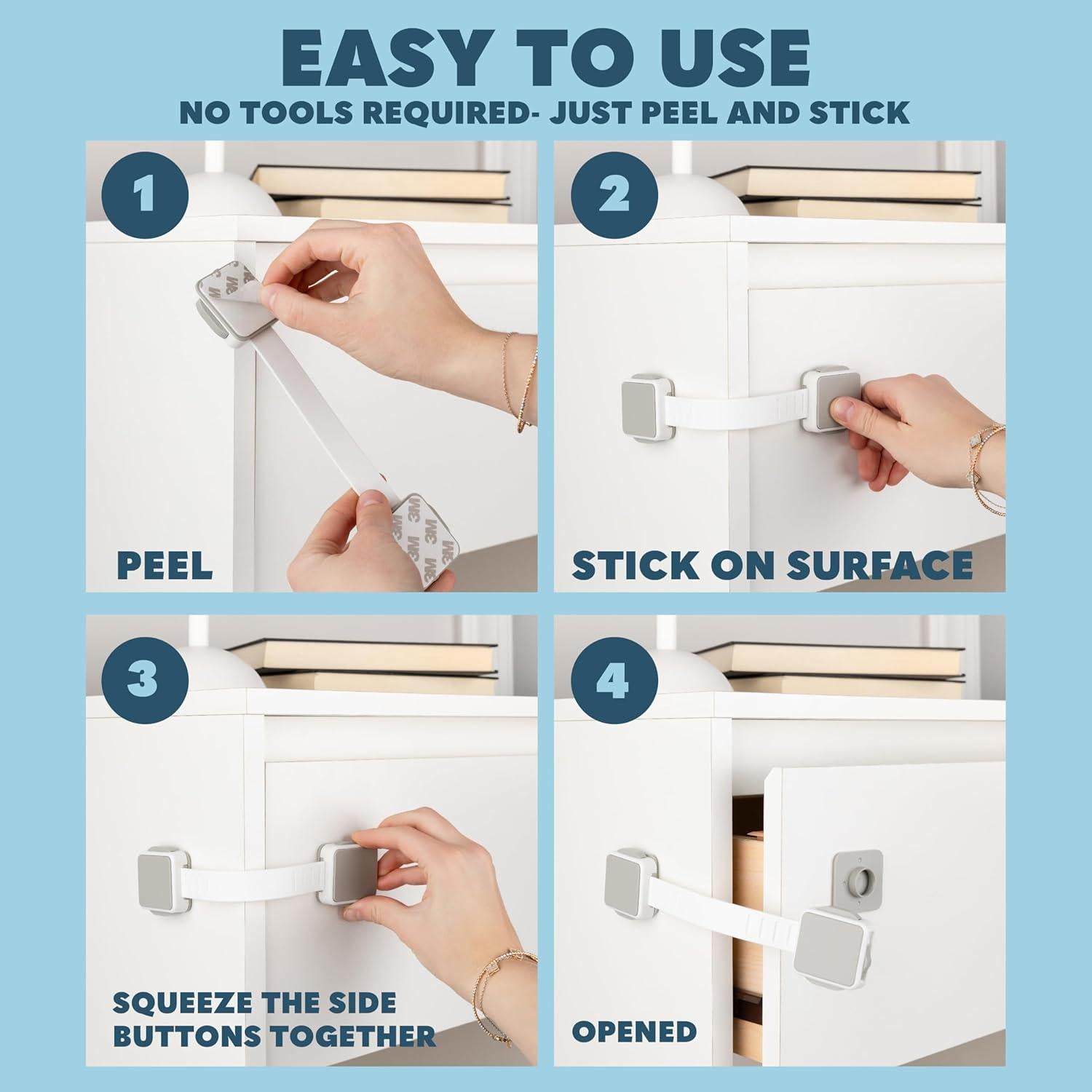 Bloques de Seguridad para Niños 4 Piezas - Doble Bloqueo Ajustable