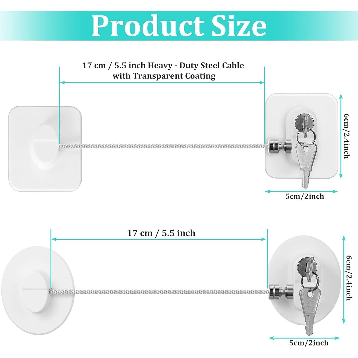 Cerradura de Refrigerador Jetec 4 Piezas con 8 Llaves Blanca