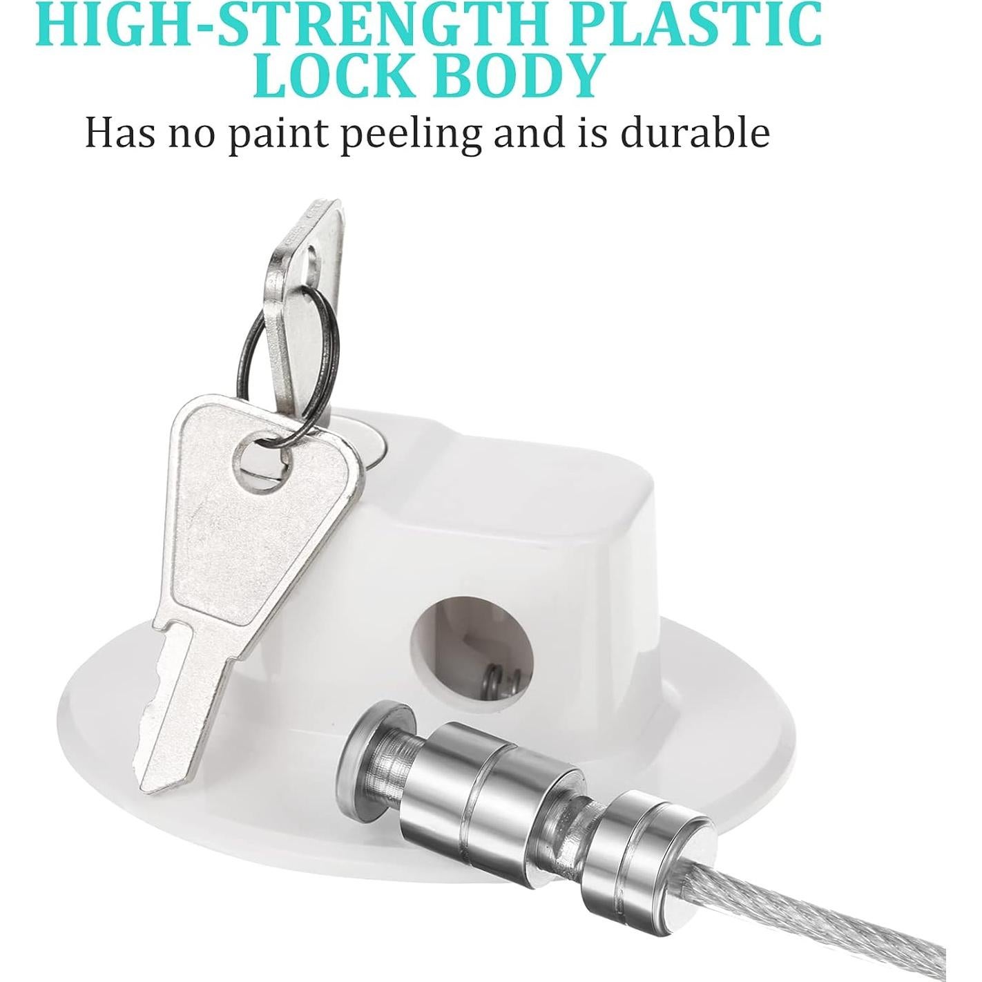 Cerradura de Refrigerador Jetec 4 Piezas con 8 Llaves Blanca