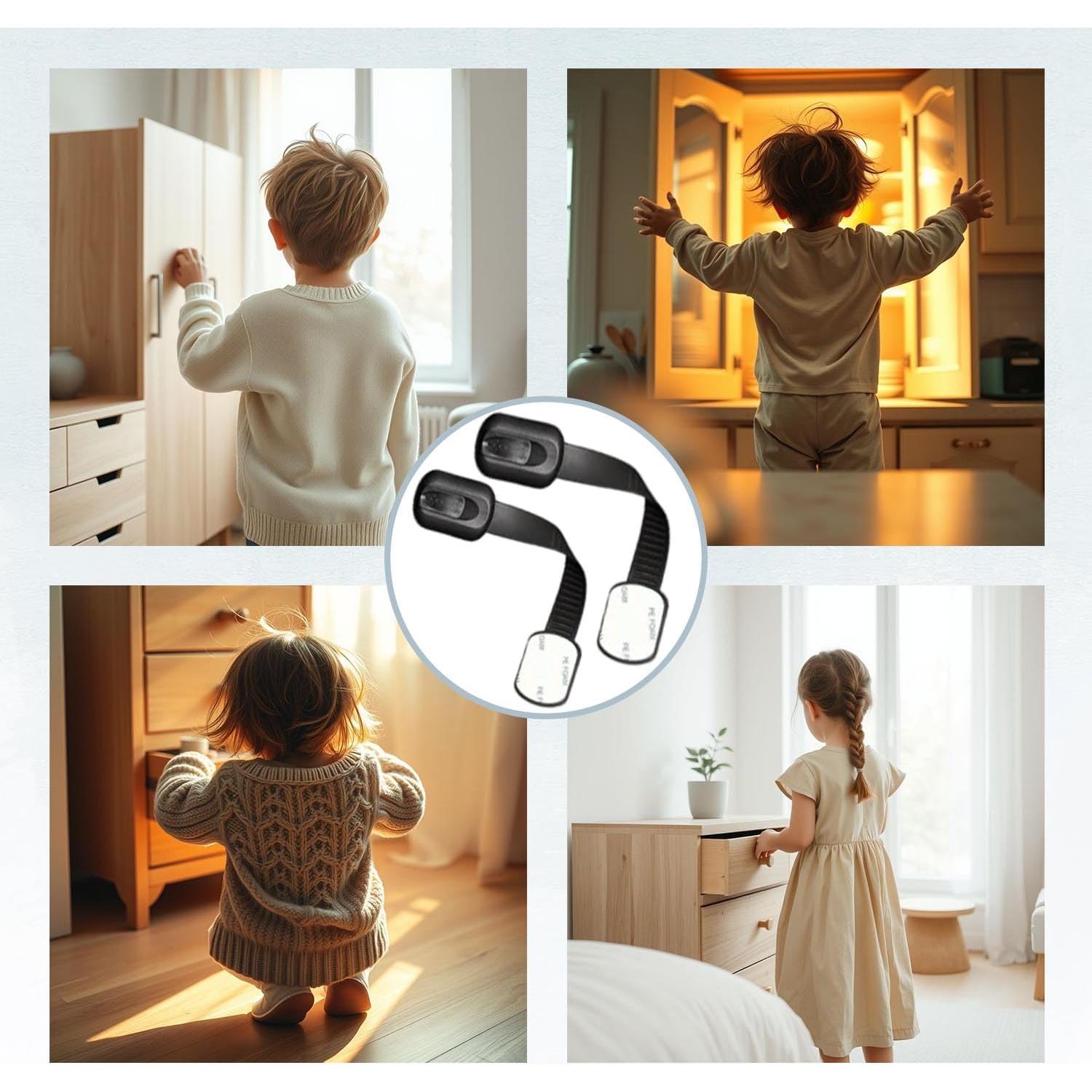 Bloqueos de Gabinete para Bebés 6 Piezas Correas Ajustables