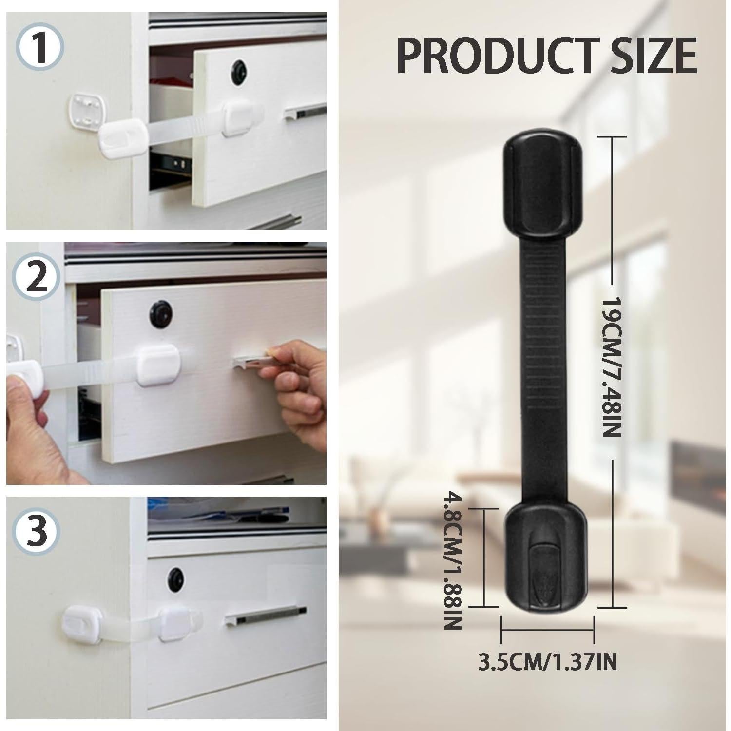 Bloqueos de Gabinete para Bebés 6 Piezas Correas Ajustables