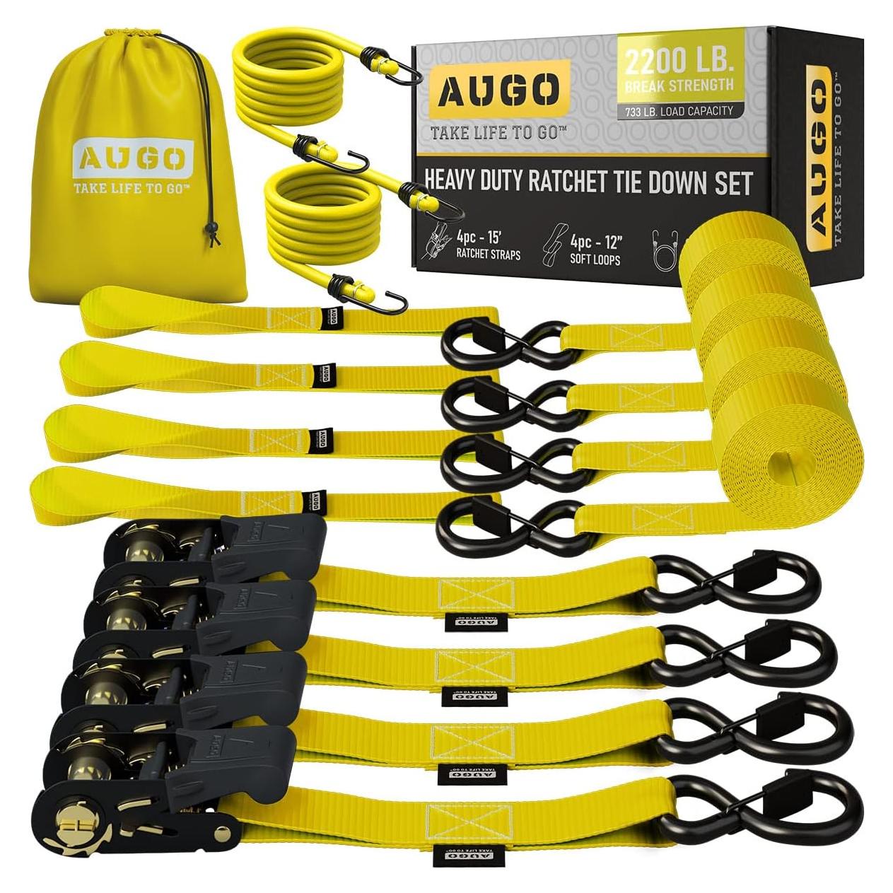 Correas de Tracción Pesadas AUGO 15 Pies 998 kg 4 Piezas