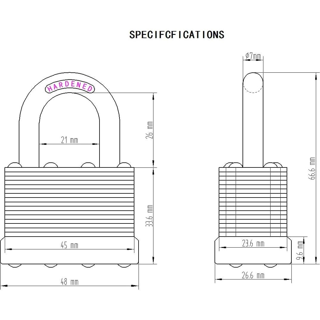 Juego de 8 Candados de Acero Laminado SafiSwords 45 mm