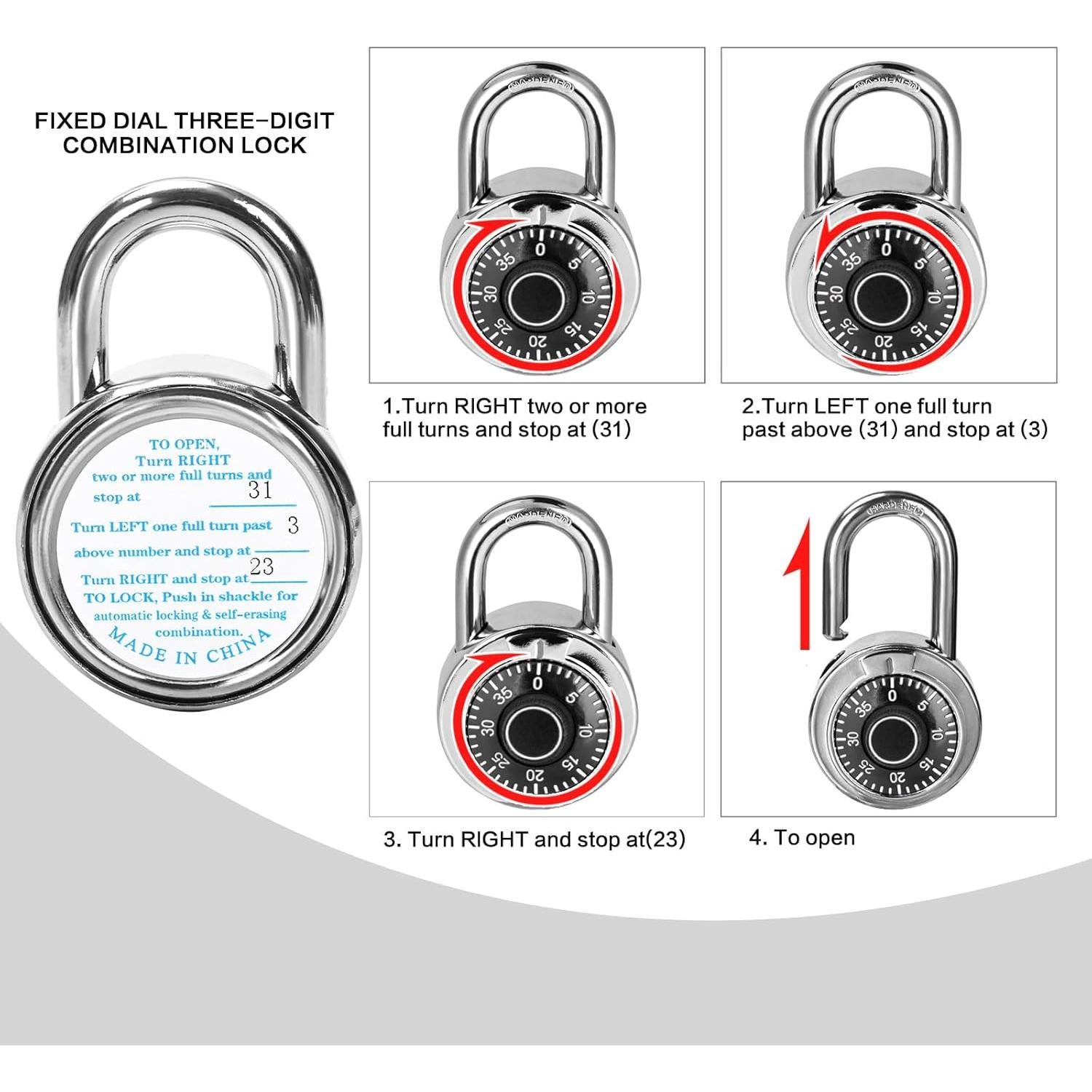 Candado de Combinación HZSY 50 mm Paquete de 48 Negro