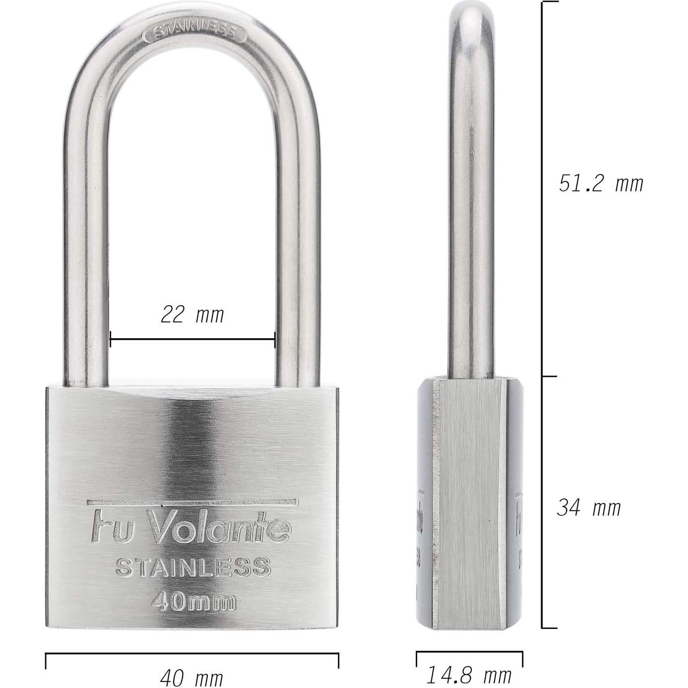 Candado de acero inoxidable Fu Volante 1.5" a prueba de clima - 2 unidades