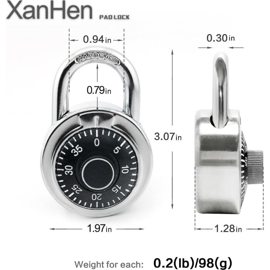 Candados de Combinación Fijos XanHen 50mm, Paquete de 24