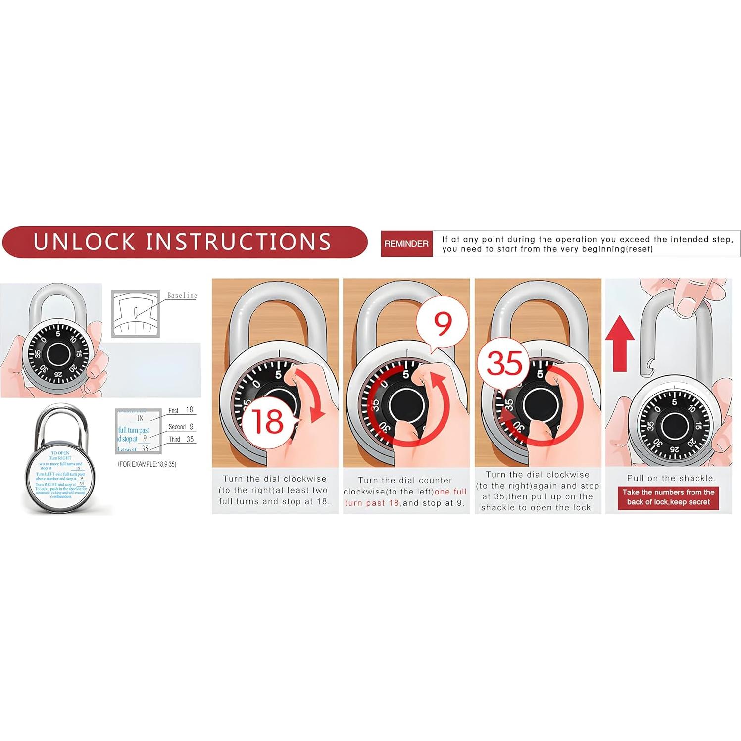 Candados de Combinación Fijos XanHen 50mm, Paquete de 24