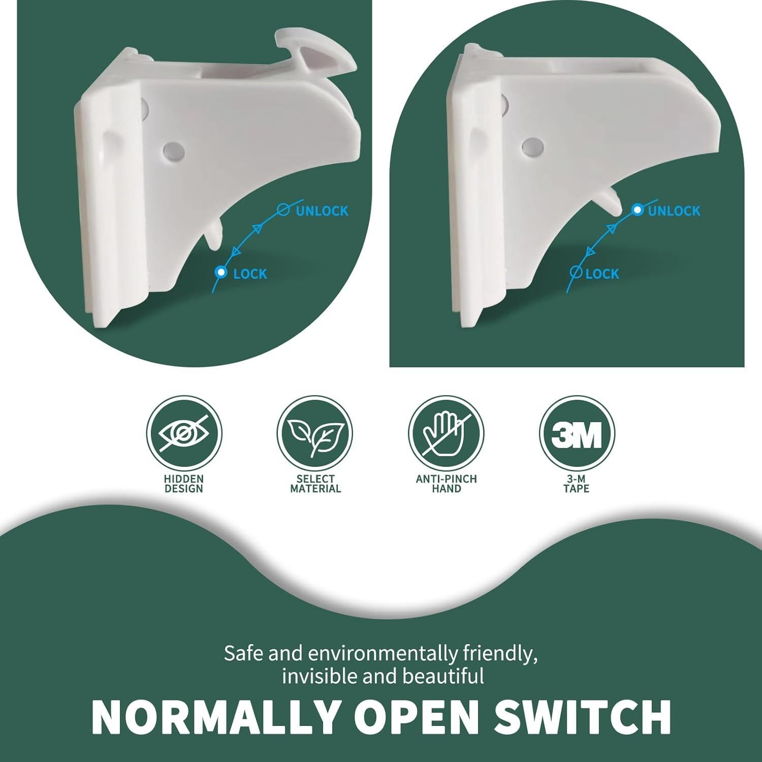 Cerraduras de Seguridad para Gabinetes Infantiles Azzs - Paquete de 10