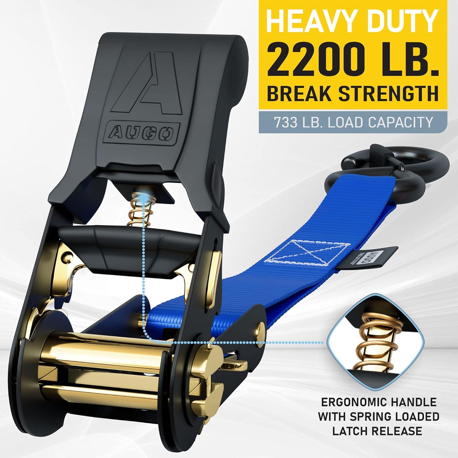 Correas de Amarre AUGO 15 FT 1000 KG con Ganchos de Seguridad