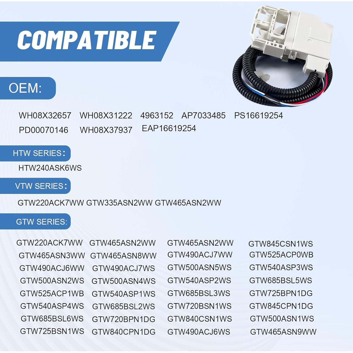Conjunto de bloqueo de tapa de lavadora GE WH08X32657