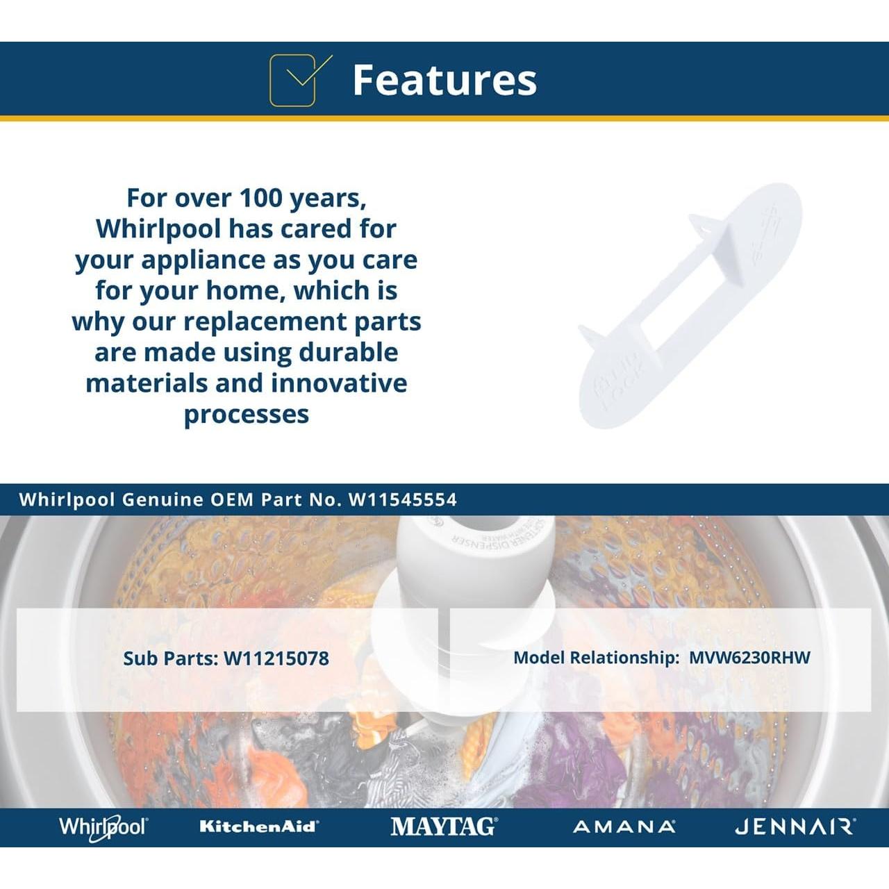 Bezel de Cerradura Tapa Lavadora Carga Superior Whirlpool W11545554