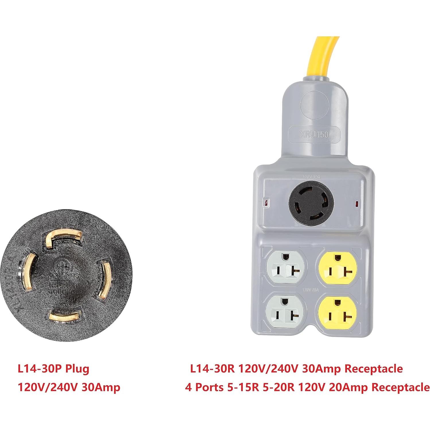 Adaptador NEMA L14-30P a 4 Puertos 120/240V 30A JUMO