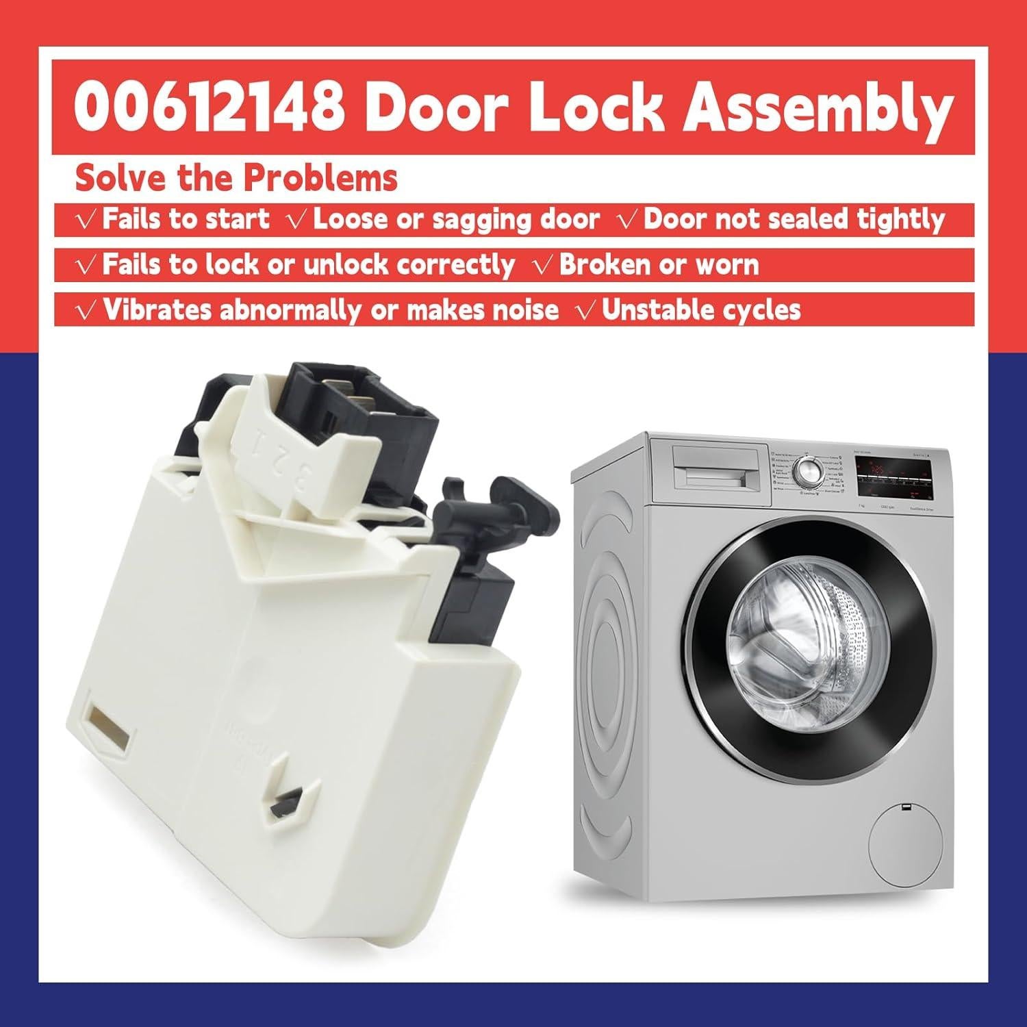 Cerradura de puerta eléctrica 00612148 Dusledel para Bosch y Thermador